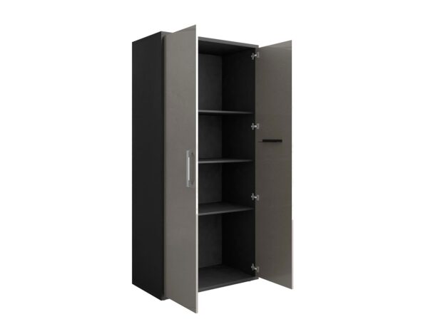 Manhattan Comfort Eiffel 3-Piece Storage Garage Set in Matte Black and Grey