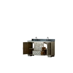 Legion Furniture WN7660 + WN7624-M 60 Inch Solid Elm Vanity in Brushed Natural with Faucet and 2 x 24 Inch Mirrors