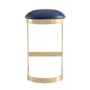 Manhattan Comfort Aura 28.54 in. Blue and Polished Brass Stainless Steel Bar Stool (Set of 3)