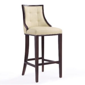 Manhattan Comfort Fifth Avenue 45 in. Cream and Walnut Beech Wood Bar Stool (Set of 3)