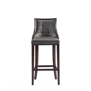 Manhattan Comfort Fifth Avenue Faux Leather Barstool in Pebble Grey (Set of 3)