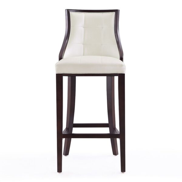 Manhattan Comfort Fifth Avenue 45 in. Pearl White and Walnut Beech Wood Bar Stool (Set of 3)