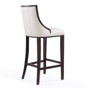 Manhattan Comfort Fifth Avenue 45 in. Pearl White and Walnut Beech Wood Bar Stool (Set of 3)