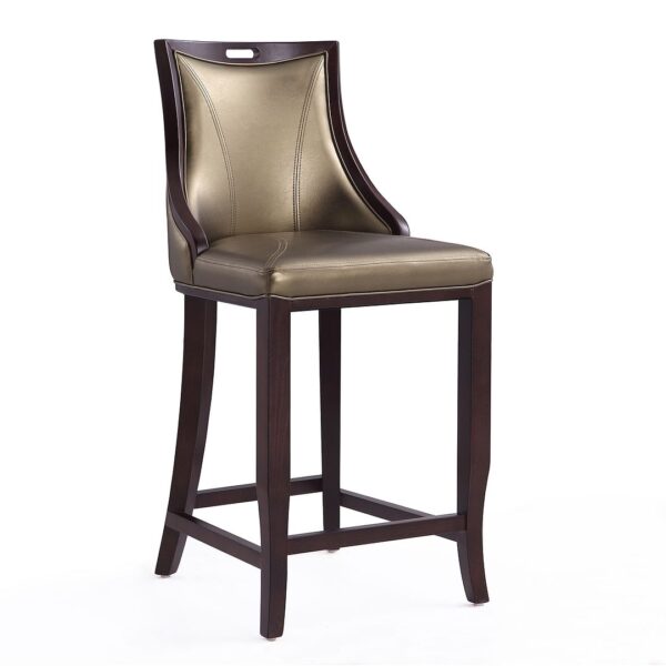 Manhattan Comfort Emperor 41 in. Bronze and Walnut Beech Wood Bar Stool (Set of 3)