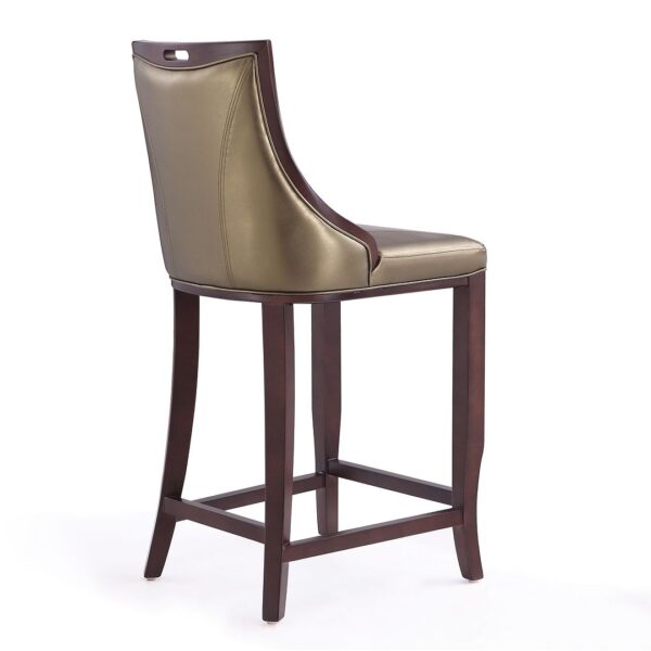 Manhattan Comfort Emperor 41 in. Bronze and Walnut Beech Wood Bar Stool (Set of 3)