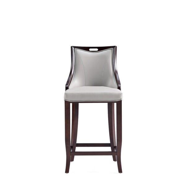 Manhattan Comfort Emperor Faux Leather Barstool in Light Grey (Set of 3)