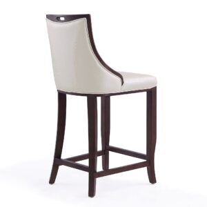 Manhattan Comfort Emperor 41 in. Pearl White and Walnut Beech Wood Bar Stool (Set of 3)