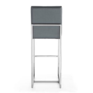 Manhattan Comfort Element 42.13 in. Graphite and Polished Chrome Stainless Steel Bar Stool (Set of 3)