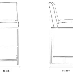 Manhattan Comfort Element 42.13 in. Pearl White and Polished Chrome Stainless Steel Bar Stool (Set of 3)