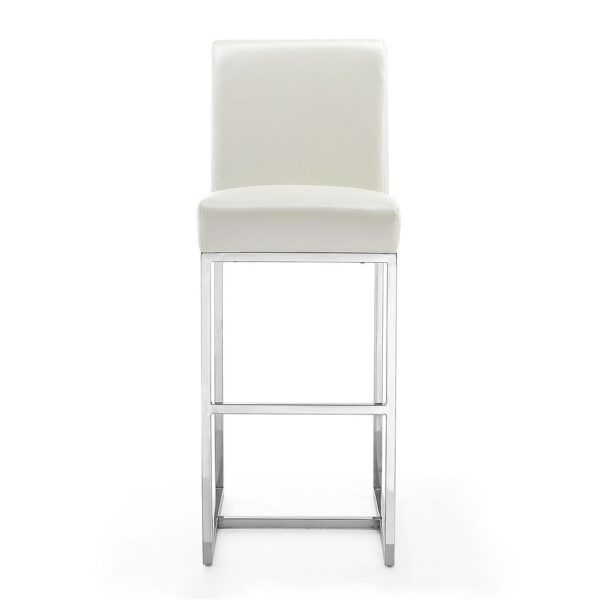 Manhattan Comfort Element 42.13 in. Pearl White and Polished Chrome Stainless Steel Bar Stool (Set of 3)