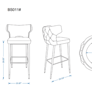 Manhattan Comfort Holguin 41.34 in. Grey, Black and Gold Wood Barstool (Set of 3)