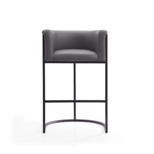 Manhattan Comfort Cosmopolitan 37.8 in. Grey and Black Metal Barstool (Set of 3)