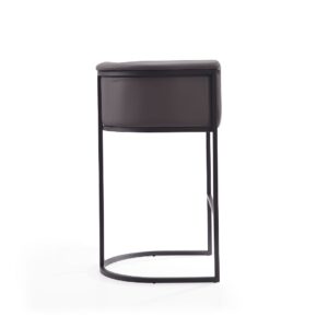 Manhattan Comfort Cosmopolitan 37.8 in. Pebble and Black Metal Barstool (Set of 3)