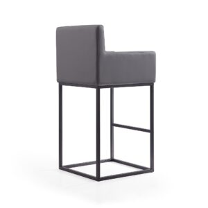 Manhattan Comfort Ambassador 42 in. Grey and Black Metal Barstool (Set of 3)