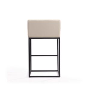 Manhattan Comfort Embassy 38 in. Cream and Black Metal Barstool (Set of 3)