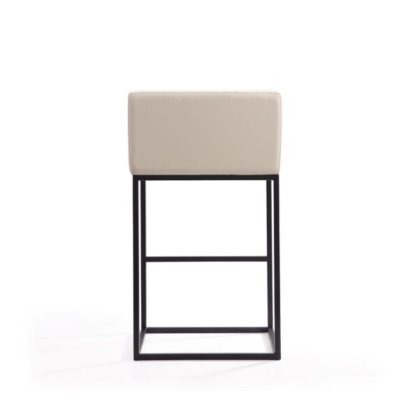 Manhattan Comfort Embassy 38 in. Cream and Black Metal Barstool (Set of 3)