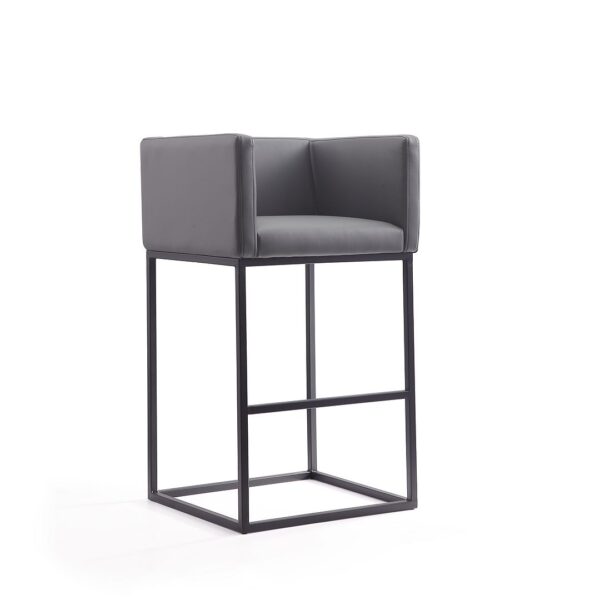 Manhattan Comfort Embassy 38 in. Grey and Black Metal Barstool (Set of 3)