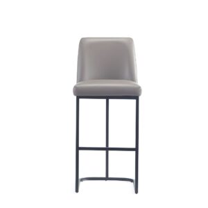 Manhattan Comfort Serena Modern Leatherette Upholstered Barstool in Grey - Set of 3