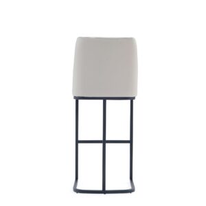 Manhattan Comfort Serena Modern Leatherette Upholstered Barstool in Light Grey - Set of 3