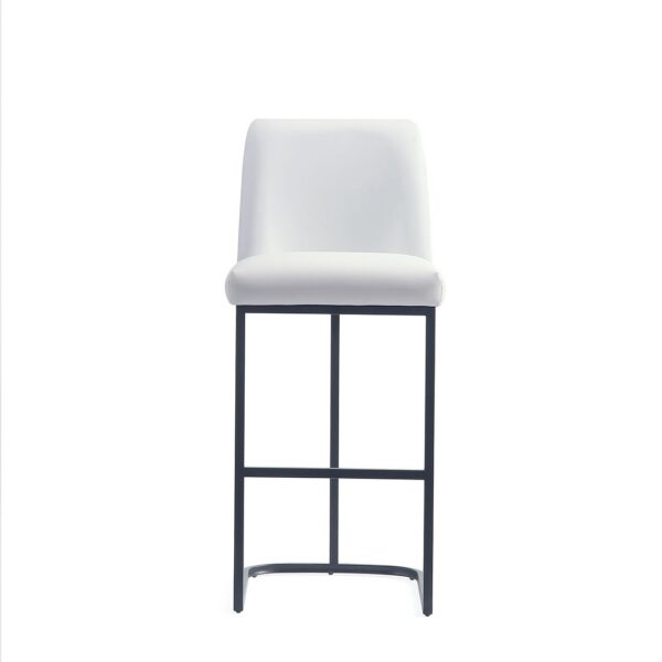 Manhattan Comfort Serena Modern Leatherette Upholstered Barstool in White - Set of 3