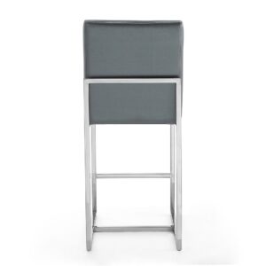 Manhattan Comfort Element 37.2 in. Graphite and Polished Chrome Stainless Steel Counter Height Bar Stool (Set of 3)