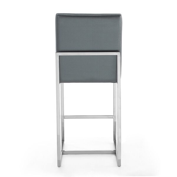 Manhattan Comfort Element 37.2 in. Graphite and Polished Chrome Stainless Steel Counter Height Bar Stool (Set of 3)