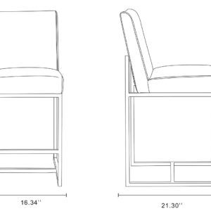 Manhattan Comfort Element 37.2 in. Pearl White and Polished Chrome Stainless Steel Counter Height Bar Stool (Set of 3)