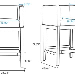 Manhattan Comfort Kingsley 34 in. Camel and Dark Walnut Beech Wood Counter Height Bar Stool (Set of 3)