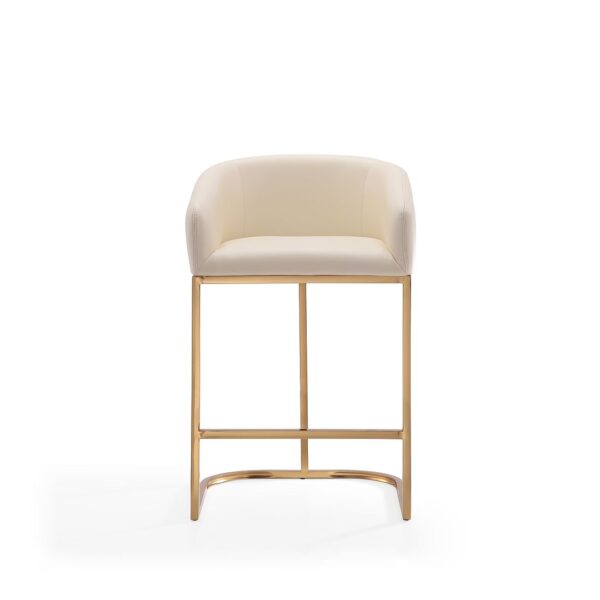 Manhattan Comfort Louvre 36 in. Cream and Titanium Gold Stainless Steel Counter Height Bar Stool (Set of 3)