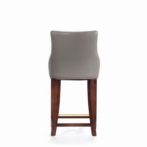 Manhattan Comfort Modern Shubert Counter Stool Upholstered in Dark Taupe Leatherette with Beech Wood Legs - Set of 3