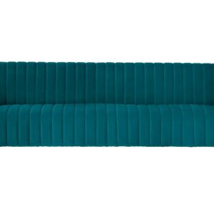 Manhattan Comfort Trillium 3-Piece Teal and Gold Sofa, Loveseat and Armchair