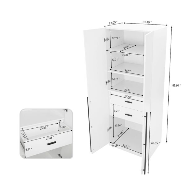 Manhattan Comfort Lee Modern Freestanding 3-Piece Module Wardrobe Closet with 2 Hanging Rods, 4 Drawers, 3 Shoe Storage and 6 Shelves in White