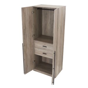 Manhattan Comfort Lee Modern Freestanding Wardrobe Closet 2.0 with 1 Hanging Rod, 1 Shelf, and 2 Drawers in Rustic Grey- Set of 3