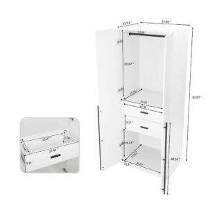 Manhattan Comfort Lee Modern Freestanding Wardrobe Closet 2.0 with 1 Hanging Rod, 1 Shelf, and 2 Drawers in White- Set of 3