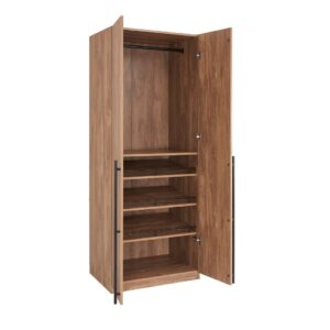 Manhattan Comfort Lee Modern Freestanding Wardrobe Closet 3.0 with 1 Hanging Rod, 3 Shoe Shelves, and 1 Basic Shelf in Golden Brown- Set of 3