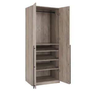 Manhattan Comfort Lee Modern Freestanding Wardrobe Closet 3.0 with 1 Hanging Rod, 3 Shoe Shelves, and 1 Basic Shelf in Rustic Grey- Set of 3