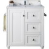 James Martin 301-V30-BW-3AF Copper Cove Encore 30 Inch Single Vanity in Bright White with 3 cm Arctic Fall Solid Surface Top