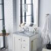 James Martin 301-V30-BW-3CAR Copper Cove Encore 30 Inch Single Vanity in Bright White with 3 cm Carrara Marble Top