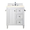 James Martin 301-V30-BW-3EMR Copper Cove Encore 30 Inch Single Vanity in Bright White with 3 CM Eternal Marfil Quartz Top