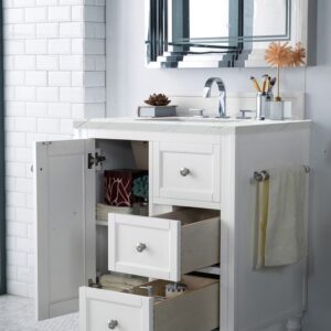 James Martin 301-V30-BW-3ENC Copper Cove Encore 30 Inch Single Vanity Cabinet with Ethereal Noctis Quartz Top - Bright White