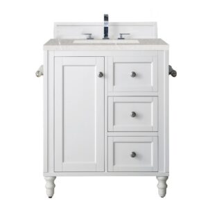 James Martin 301-V30-BW-3ESR Copper Cove Encore 30 Inch Single Vanity in Bright White with 3 CM Eternal Serena Quartz Top