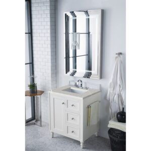 James Martin 301-V30-BW-3ESR Copper Cove Encore 30 Inch Single Vanity in Bright White with 3 CM Eternal Serena Quartz Top