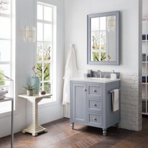 James Martin 301-V30-SL-3CAR Copper Cove Encore 30 Inch Single Vanity in Silver Gray with 3 cm Carrara Marble Top