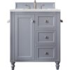 James Martin 301-V30-SL-3ENC Copper Cove Encore 30 Inch Single Vanity Cabinet with Ethereal Noctis Quartz Top - Silver Gray