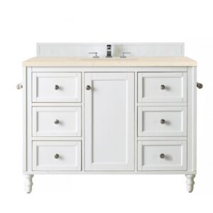 James Martin 301-V48-BW-3EMR Copper Cove Encore 48 Inch Single Vanity in Bright White with 3 CM Eternal Marfil Quartz Top