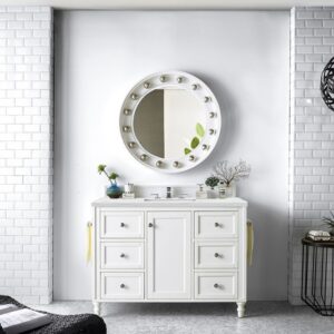 James Martin 301-V48-BW-3ENC Copper Cove Encore 48 Inch Single Vanity Cabinet with Ethereal Noctis Quartz Top - Bright White