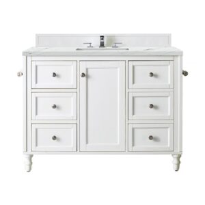 James Martin 301-V48-BW-3ENC Copper Cove Encore 48 Inch Single Vanity Cabinet with Ethereal Noctis Quartz Top - Bright White