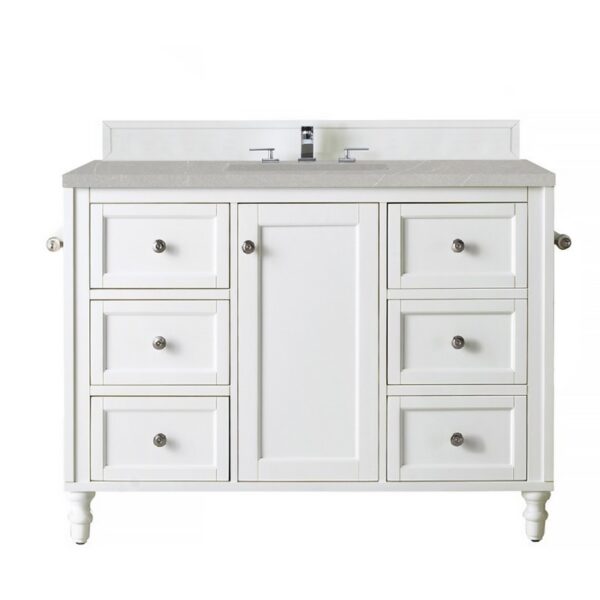 James Martin 301-V48-BW-3ESR Copper Cove Encore 48 Inch Single Vanity in Bright White with 3 CM Eternal Serena Quartz Top