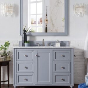 James Martin 301-V48-SL-3AF Copper Cove Encore 48 Inch Single Vanity in Silver Gray with 3 cm Arctic Fall Solid Surface Top