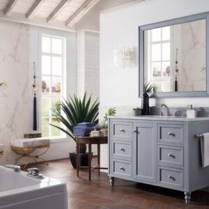 James Martin 301-V48-SL-3AF Copper Cove Encore 48 Inch Single Vanity in Silver Gray with 3 cm Arctic Fall Solid Surface Top